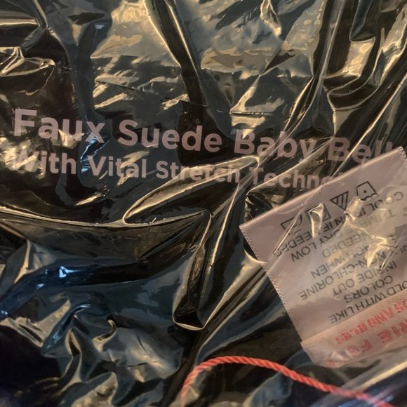 NWT LAURIE FELT STRETCH FAUX SUEDE TRIANGLE HEM BABY BELL PANTS BLACK 2 - Picture 6 of 7